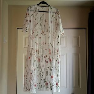 Embroidered Duster Cardigan